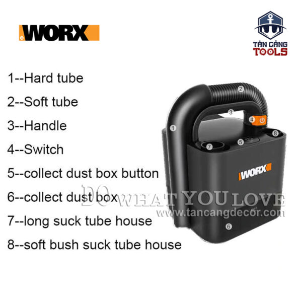 Alternative view of Combo Máy Hút Bụi Mini Worx WX030.9 20V ( Thân Máy, 1 Pin 2.0Ah, 1 Sạc )