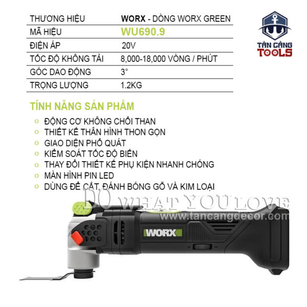 Alternative view of Máy Cắt Rung Đa Năng Dùng Pin 20V Worx WU690.9 ( Thân Máy )