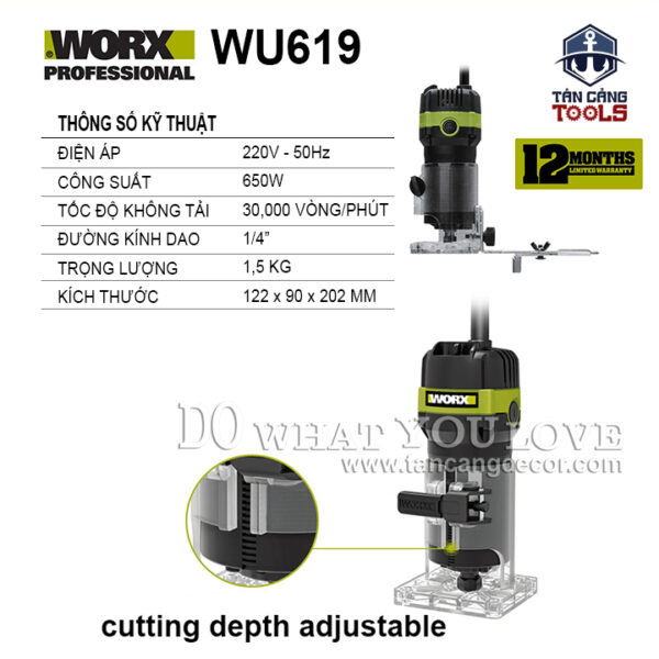 Alternative view of Máy Phay Worx WU619 Cốt 6.35 mm