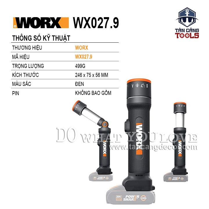 Body Đèn Pin Tiện Ích 20V Worx WX027.9 - Ảnh 3