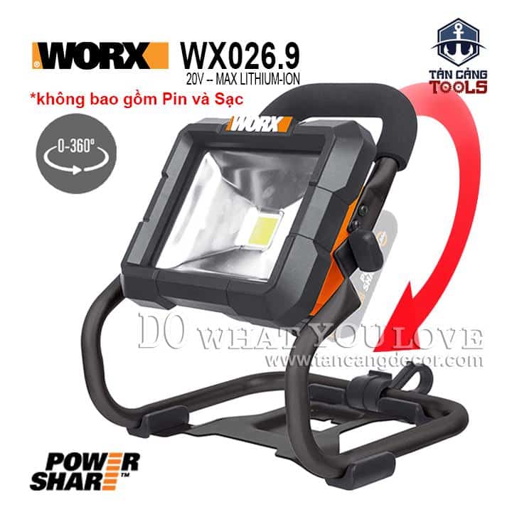 Đèn Led Công Trình Dùng Pin 20 V Worx WX026.9 ( Thân Máy )