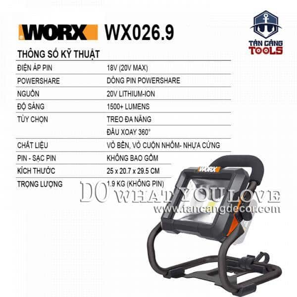 Alternative view of Đèn Led Công Trình Dùng Pin 20 V Worx WX026.9 ( Thân Máy )