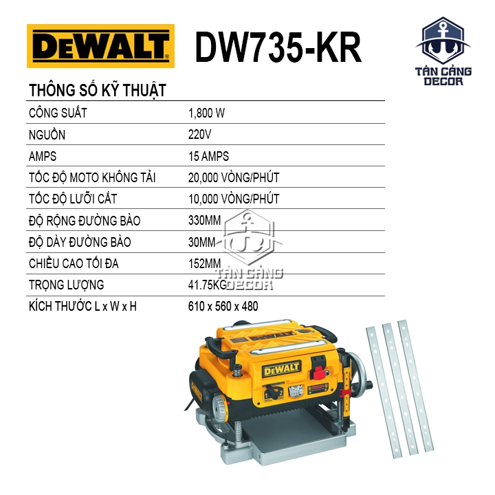 Máy Bào Cuốn Dewalt DW735 - Tặng Kèm 3 Lưỡi Bào - Ảnh 3