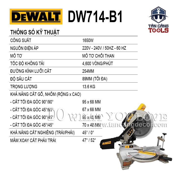Máy Cưa Đa Góc 254 mm Dewalt DW714-B1 - Ảnh 2