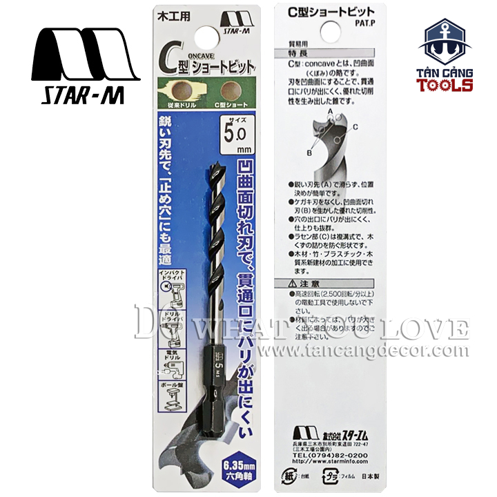 Mũi Khoan Gỗ Star-M 5mm Bước Thưa Ngắn Chuôi Dài Lục Giác Series 1 - 1 Mũi - Ảnh 4