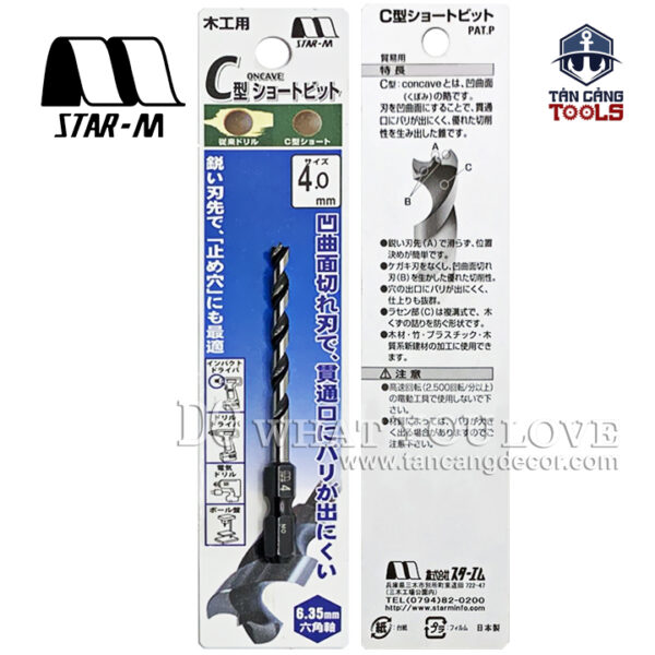 Alternative view of Mũi Khoan Gỗ Star-M 4mm Bước Thưa Ngắn Chuôi Dài Lục Giác Series 1 - 1 Mũi