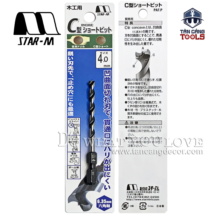 Mũi Khoan Gỗ Star-M 4mm Bước Thưa Ngắn Chuôi Dài Lục Giác Series 1 - 1 Mũi - Ảnh 2