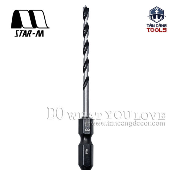Alternative view of Mũi Khoan Gỗ Star-M 3mm Bước Thưa Ngắn Chuôi Dài Lục Giác Series 1 - 1 Mũi