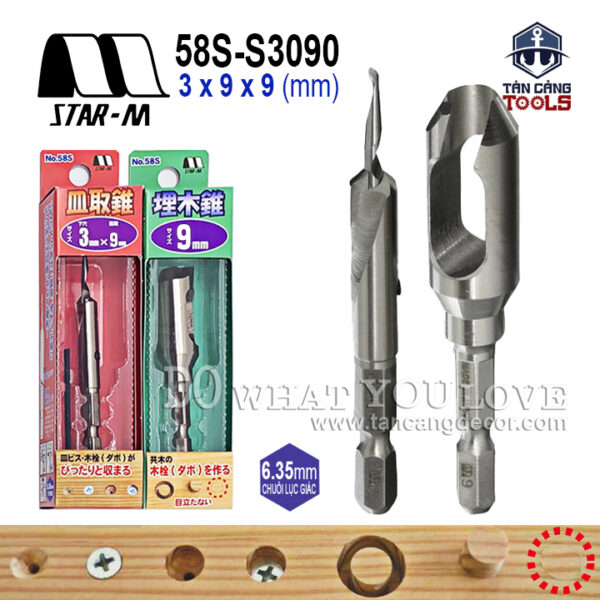 Bộ Mũi Khoan Âm Vít Và Mũi Khoét Chốt Gỗ Star-M 3 x 9 x 9mm