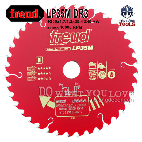 Lưỡi Cưa Gỗ Hợp Kim 200 x 25.4 mm x 40T Freud LP35M DR3