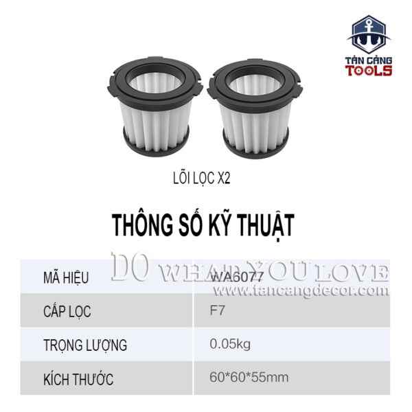 Lọc Bụi Hepa F7 Worx WA6077 Cho Máy Lọc Bụi WX030.9 - Ảnh 4