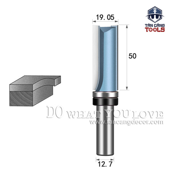 Mũi Router 3 Cánh TideWay Thẳng Bi Trên Cốt 12.7 mm 19 x 50 mm - Ảnh 3