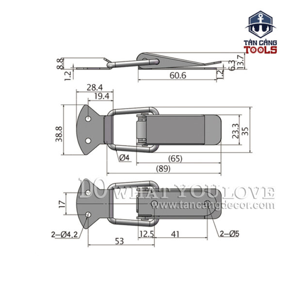 Alternative view of Khóa Gài Inox 201 Loại Trơn Size L 89mm