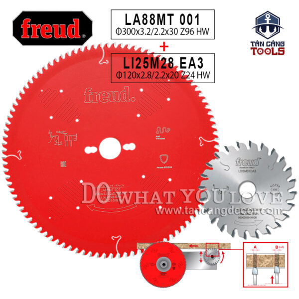 Combo Lưỡi Cưa Gỗ Hợp Kim Freud 300 x 300 x 96 T Freud Cho Cưa Bàn Trượt LA88MT 001 Và LI25M28 EA3