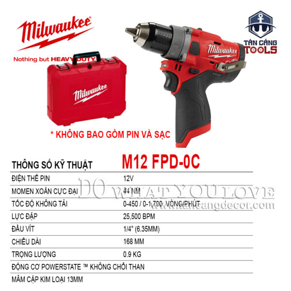 Máy Khoan Động Lực Dùng Pin Milwaukee M12 FPD-0C ( Thân Máy ) - Ảnh 3