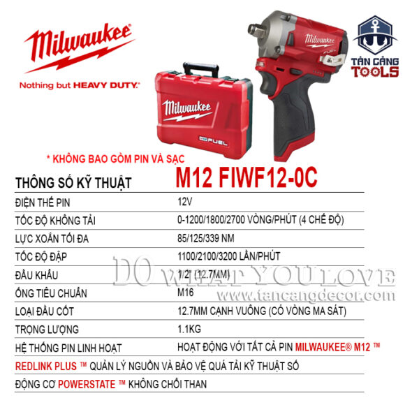 Alternative view of Máy Siết Bu Lông Dùng Pin M12 Milwaukee FIWF12-0C