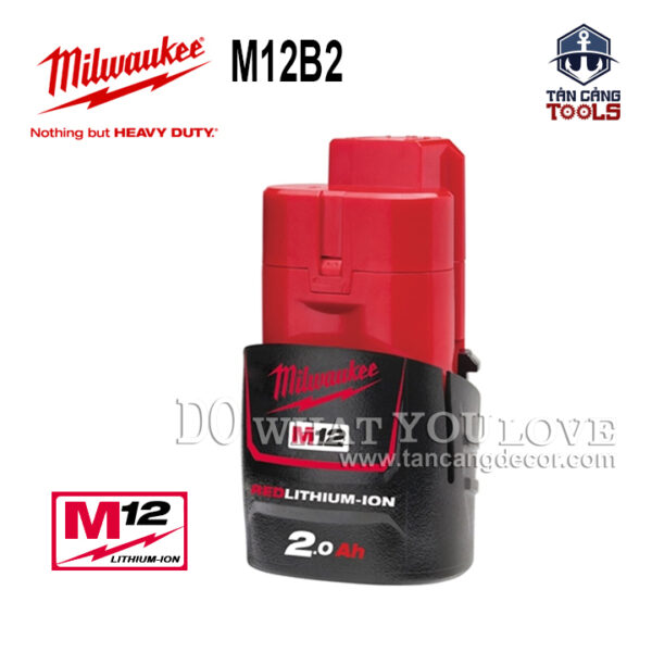 Pin 12V 2.0Ah Milwaukee M12B2 REDLITHIUM-ION