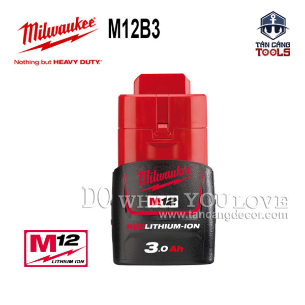 Pin 12V 3.0Ah Milwaukee M12B3 REDLITHIUM-ION