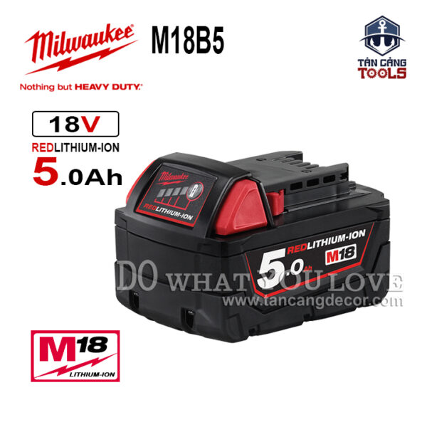 Pin 18V 5.0Ah Milwaukee M18B5 REDLITHIUM-ION