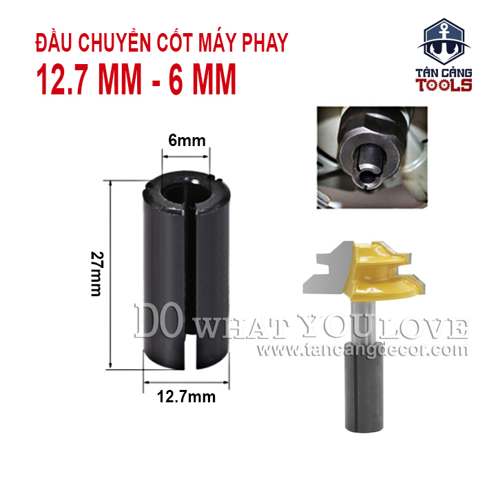 Đầu chuyển cốt máy phay 12.7 mm xuống 6 mm