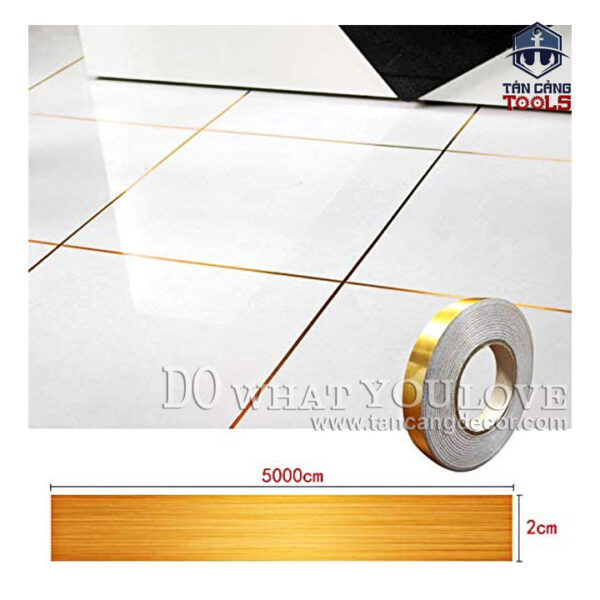 Chỉ Dán Viền Gạch Tường Trang Trí Bản 2 Cm Màu Vàng