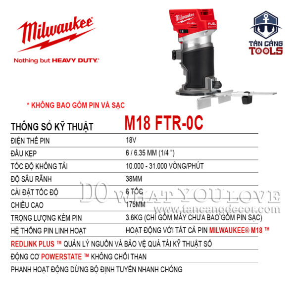Alternative view of Máy Phay Cầm Tay Dùng Pin Milwaukee M18 FTR - 0C ( Thân Máy )