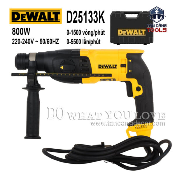 Máy Khoan Bê Tông 3 Chế Độ DeWalt D25133K 800W