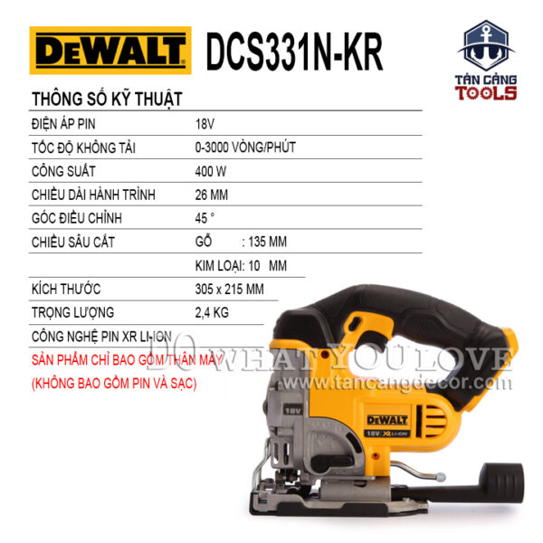 Máy Cưa Lọng Dùng Pin DeWalt 18V DCS331N-KR ( Thân Máy ) - Ảnh 3