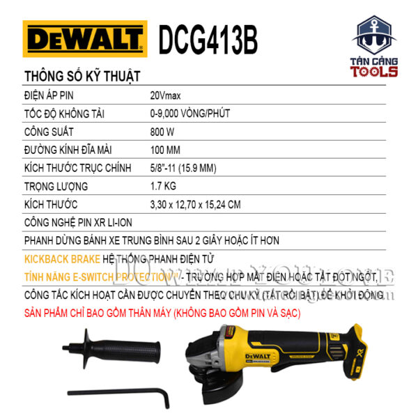 Alternative view of Combo Máy Mài Góc 125 mm Dùng Pin DeWalt 18V DCG413M1 + Pin 4.0 Ah + Sạc Nhanh + Túi Xách