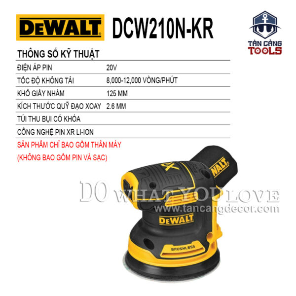 Máy Chà Nhám Tròn Dùng Pin DeWalt 20V DCW210N-KR ( Thân Máy ) - Ảnh 3