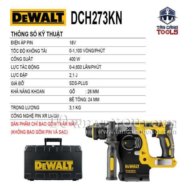 Alternative view of Máy Khoan Bê Tông 3 Chế Độ Dùng Pin DeWalt 18V DCH273KN ( Thân Máy )