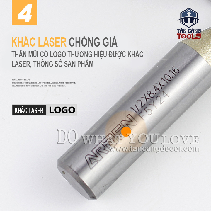 Mũi Router Arden Cnc Chốt Nhựa Liên Kết U Arden 8.4 mm Arden 1614 - Ảnh 8