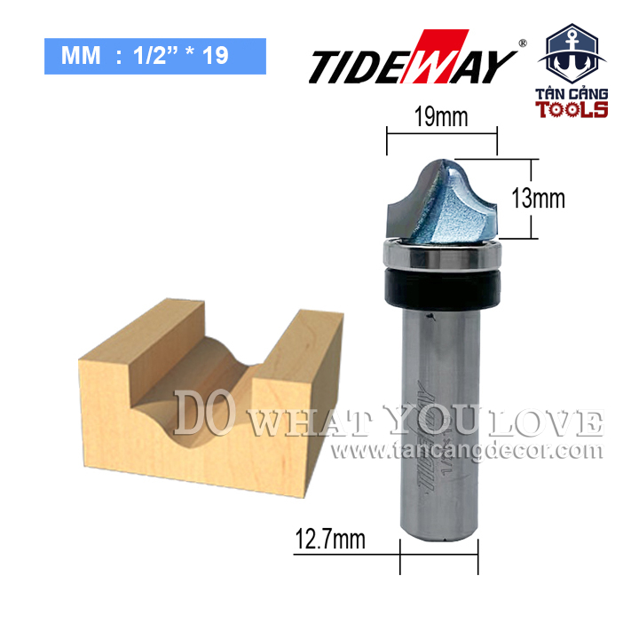 Mũi Router Đánh Pano Tideway 19 mm Cốt 12.7 mm