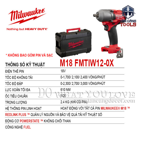 Alternative view of Máy Siết Bu Lông Dùng Pin Milwaukee M18 FMTIW12-0X 1/2 Inches ( Thân Máy )