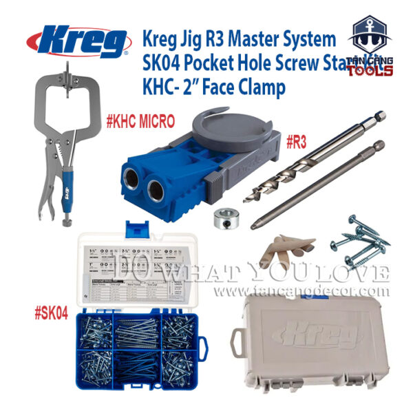 Combo Khoan Chéo Kreg Jig R3 ( Khoan Chéo, Kẹp Nhanh, Hộp Vít Chéo )