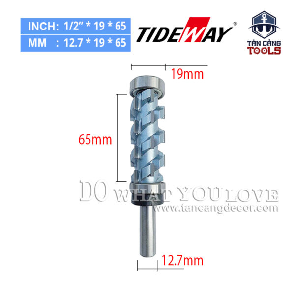 Mũi Router Bào Cạnh Bi Dưới Tideway 19 x 65 mm Cốt 12.7 mm