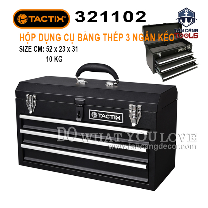 Thùng Đựng Đồ Nghề 3 Ngăn Kéo Sắt Tĩnh Điện Tactix 321102