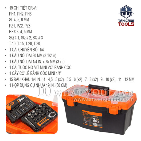 Thùng Đựng Đồ Nghề 19 Inches Kèm 40 Chi Tiết Đa Năng Tactix 990009 - Ảnh 3