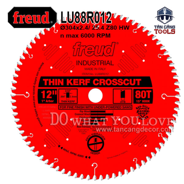 Lưỡi Cưa Gỗ Hợp Kim 304 x 25.4 mm x 80T Freud Industrial LU88R012