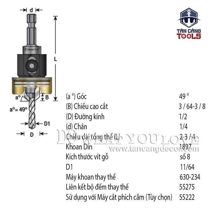 Mũi Khoan Mồi Âm Vít Amana Tool 4.36 x 12.7 mm - Ảnh 3