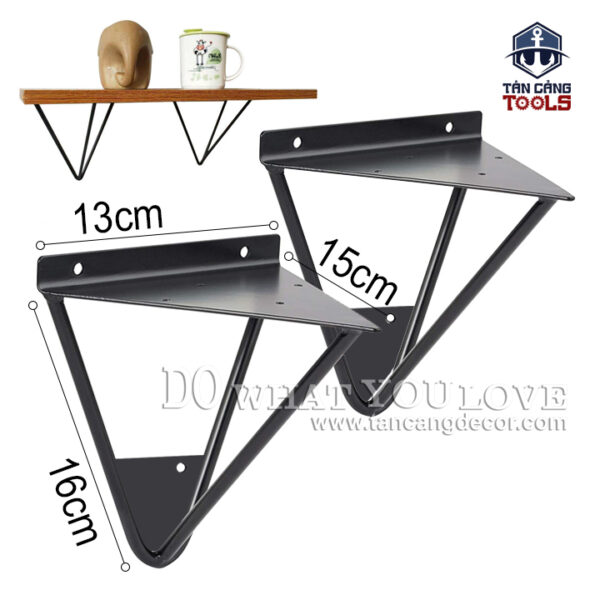 Giá Đỡ Kệ Treo Tường Hairpin Hình Tam Giác Nhỏ 15 Cm - Sắt Đen Mờ ( 1 Cặp )