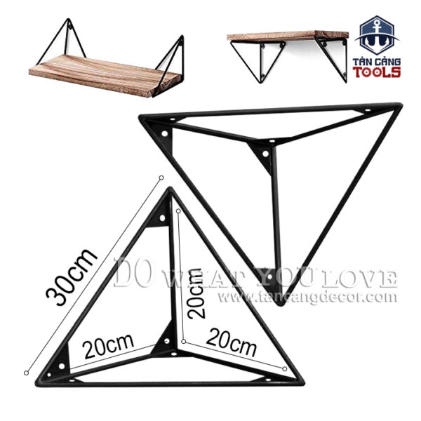 Giá Đỡ Kệ Treo Tường Hairpin Hình Tam Giác Lớn 20 Cm - Sắt Đen Mờ ( 1 Cặp )