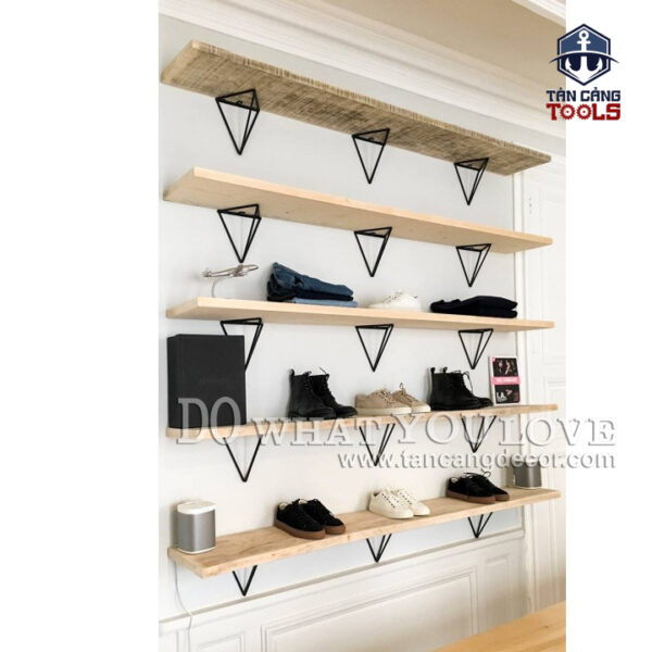 Alternative view of Giá Đỡ Kệ Treo Tường Hairpin Hình Tam Giác Lớn 20 Cm - Sắt Đen Mờ ( 1 Cặp )