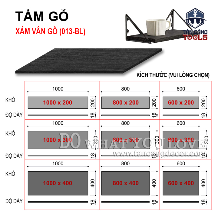 Tấm Gỗ MDF - Đen Vân Gỗ Chống Ẩm Phủ Melamine Trang Trí Dùng Cho Kệ Trang Trí (Nhiều kích thước)