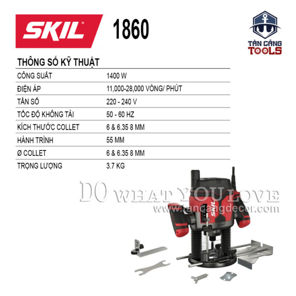 Máy Phay 2 Tay Cầm Skil 1860 1400W Cốt 6.0 - 6.35 - 8.0 mm - Ảnh 3