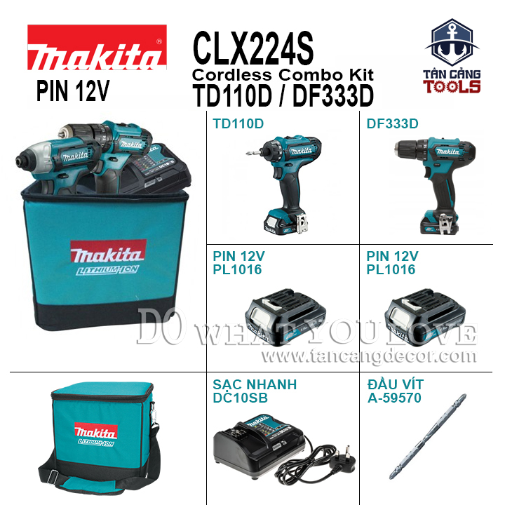 Combo Máy Khoan, Máy Bắt Vít Dùng Pin Makita 12V CLX224S - Ảnh 4