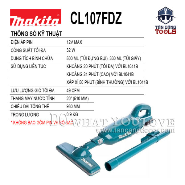 Alternative view of Máy Hút Bụi Dùng Pin Makita 12V CL107FDZ ( Thân Máy )