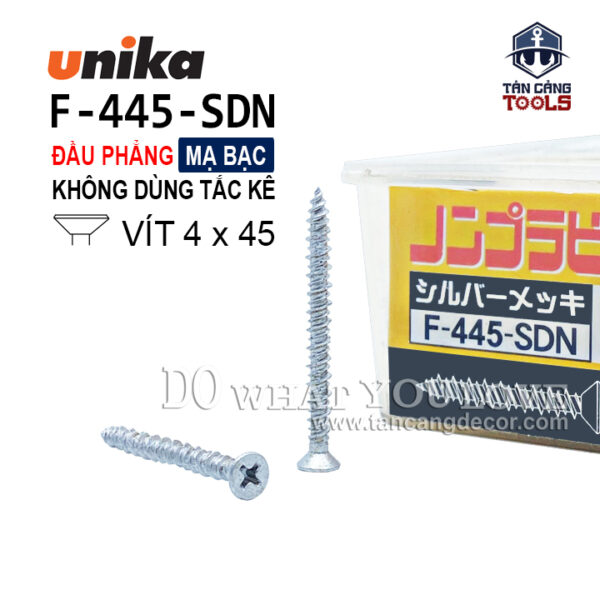 Vít Không Tắc Kê Đầu Phẳng Unika F445 - SDN ( Hộp 100 Cái )