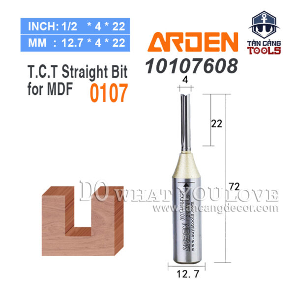 Mũi Router Arden CNC Móc Rãnh 4 x 22 mm Cốt 12.7 mm Arden 0107