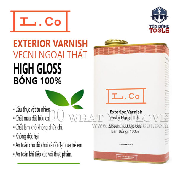 Dầu Lau L.Co Vecni Ngoại Thất - Bóng 100% High Gloss - LCO Exterior Varnish High Gloss 100%